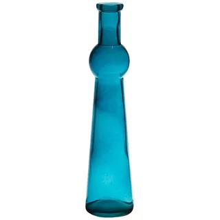 INNA-Glas Flaschenvase Reynaldo aus Glas, blau-klar, 23 cm, Ø 5,5 cm | Farbige Vase