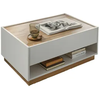 furn.design Couchtisch Weiß Eiche 90 x 60 x 38 cm
