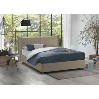 Talamo Italia - Cloide-Doppelbett, Bettkasten mit Stoffbezug, 100 % Made in Italy, Öffnung vorne, inklusive Matratze 160 x 200 cm, Taupe