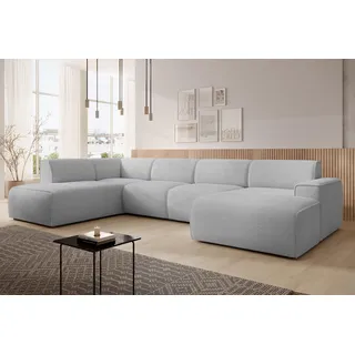 AX LIVING XXL Sofa U Form Didim Hellgrau 378cm breit modern & großzügig L - Hellgrau