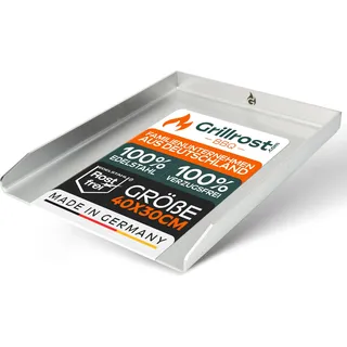 Edelstahl Grillplatte | Plancha 40x30cm - Universalgröße | 4mm Massiv - Germany