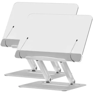 TUKA-i-AKUT 2st. Alu Acryl Buchständer, Höhen- und Winkelverstellbare Aluminium Leseständer mit Seitenclips, Lesepult Kochbuchhalter Schreibtisch-Lesehalter für Buch Tablet Laptop TKD8061-2X