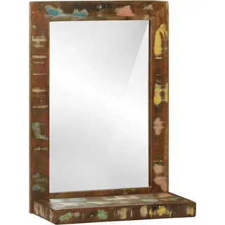 Badezimmer Spiegel mit Regal Braun Massives upgecyceltes Holz - Braun