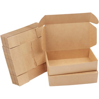 Kurtzy 20 Stk Karton Geschenkboxen Braun – Schachteln 19 x 11 x 4,5cm Pappschachteln mit Deckel – Kraftpapier Geschenk Box zum Selber Aufbauen für Geschenke, Hochzeit, Party, Weihnachten