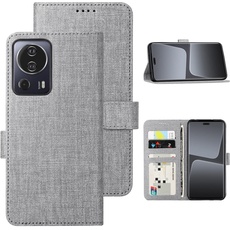 Foluu Handyhülle für Xiaomi Mi 13 Lite Hülle, Brieftaschen-Hülle [Premium Leder] [Standfunktion] [Kartenfach] [Magnetverschluss] TPU Bumper Stoßfeste Klapphüllen für Xiaomi 13 Lite 5G 2023 (Grau)