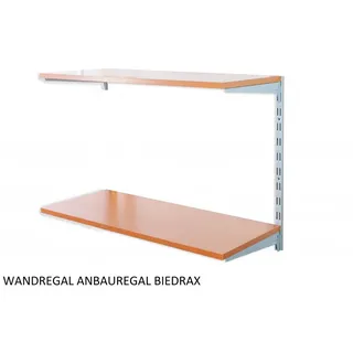 Biedrax Wandregal - Anbauregal 20 x 80 x 50 cm, Farbe silber - 2 Fachboden Kirsche