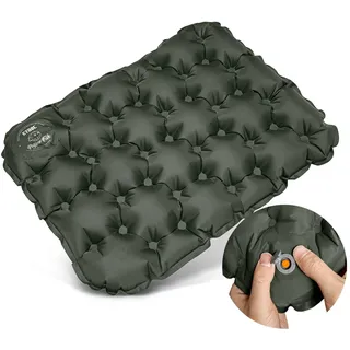 ETROL Aufblasbares Sitzkissen, Tragbares leichtes Reise-Luftsitzkissen - 17.3''x13.4''x2'', Feuchtigkeits- und Wasserbeständige Campingstuhlmatte für Outdoor Büro Stadion Bleicher Flugzeug Auto (Grün)