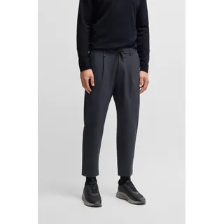Webhose BOSS GREEN "T Convert-Pleat", Herren, Gr. 50, N-Gr, blau (dunkelblau402), Web, Obermaterial: 95% Polyester, 5% Elasthan, unifarben, Basic knöchellang, Hosen Webhose, mit Zugbund und Markenlabel Bundfaltenhose Anzughose Stretchhose