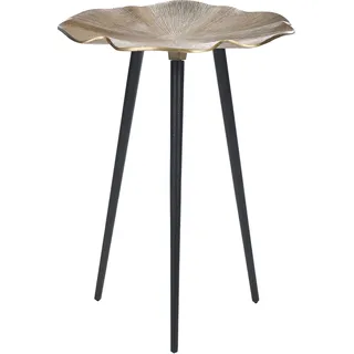 BELIANI Beistelltisch Gold Metall Blattform 37 cm mit Schwarzen Füßen Retro Dreibeinig Wohnzimmer Ausstattung Möbel Blumenständer - Gold, Schwarz