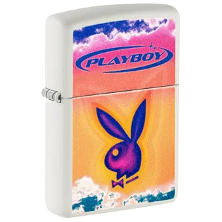 Zippo Sturmfeuerzeug - Playboy, White Matte, Color Image - Nachfüllbar - Wiederverwendbar - Windfestes Design - Geschenkbox - Made in USA