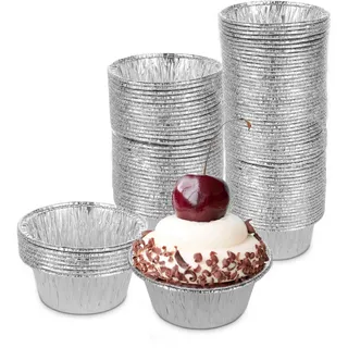 STARVAST 200 Stück Eierkuchenform Egg Tart Form Einweg Aluminiumfolie Tassen Rund, Egg Tart Dosen Form Einweg Egg Tart Mold Aluminium Muffinformen Cupcake Förmchen für Kuchen, Gebäck, Pudding