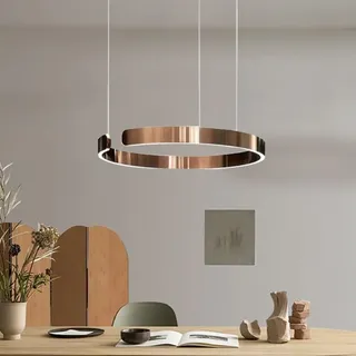 Pendelleuchte Modern LED Esstischlampe Dimmbar Hängelampe Metall Ring Hängeleuchten Höhenverstellbar Kronleuchter for Esszimmer küchen Beleuchtung wohnzimmerlampe Arbeitszimmer Deckenleuchten(Rose gol