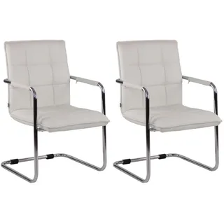 CLP Schwingstuhl 2er Set Lederlook weiß , Textil , 57x89x64 cm , Esszimmer, Stühle, Schwingstühle