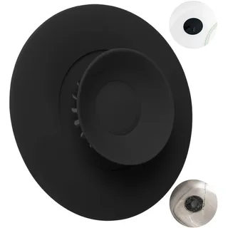 Universal Abfluss Stöpsel, 1 Stück, Ø 11 cm, Schwarz, Silikon, für bis Ø 100 mm Ventilablauf, Essensreste - und Haarsieb Filter, Ablauf Sieb für Spüle, Waschbecken, Badewanne, Stopfen Küche Bad Set