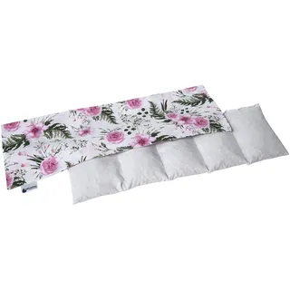Medi Partners Kirschkernkissen Mikrowelle 60x20cm Körnerkissen groß Wärmekissen 800g 100% Baumwolle 5 kammern abnehmbarer Bezug - Kirschkernkissen nacken schulter Kältetherapie (Rosa Blumen)