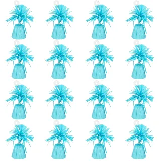 Boland - Ballongewicht mit Metallicfolie, 16 Stück, 160 - 180 g, Ballon Beschwerer, für Luftballons und Heliumballons, Hellblau