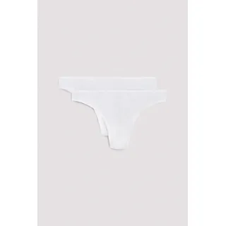 YSABEL MORA Tanga »BASIC COLLECTION COTTON«, (2er Pack), aus weicher Baumwollmischung, weiß