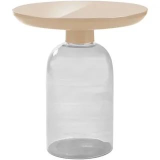 Livetastic Beistelltisch , Creme, Transparent , Metall, Glas , rund , zylindrisch , 50x56x50 cm , einfacher Aufbau , Wohnzimmer, Wohnzimmertische, Beistelltische, Beistelltische Metall