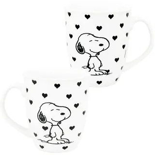 United Labels The Peanuts Tasse 280 ml, Herzen, Weiß, Kaffeebecher aus Steingut, Kaffeetasse mit Geschenkbox, Snoopy Geschenke