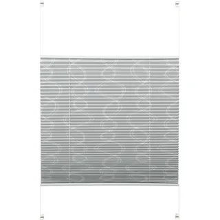 Gardinia Plissee zum Klemmen oder Kleben, Blickdichtes Faltrollo, Alle Montage-Teile inklusive, EASYFIX Plissee Dekor verspannt mit zwei Bedienschienen, Curl, Grau, 70 x 130 cm (BxH), Curl Grau, 33817