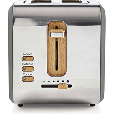 Nedis Toaster Soft Touch Serie 2 Steckplätze Bräunungsstufen: 6 Auftaufunktion Grau, Toaster, Grau
