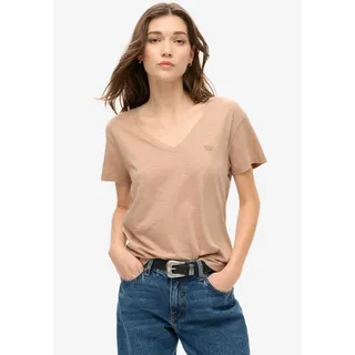 Superdry Studios Slub Embroidered Vee Kurzarm-T-Shirt Light Taupe M
