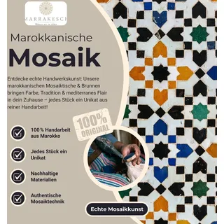 Marokkanischer Mosaik Garten Esstisch Rund 80cm - Schwarz