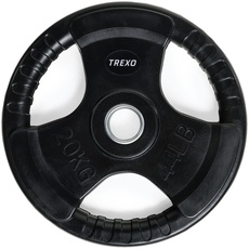 TREXO 20 kg Belastung 40 cm Durchmesser Scheibe mit Griffen Gusseisen beschichtet für Langhanteln Langlebige ergonomische Scheibe Fitness Krafttraining Crossfit RW20