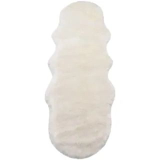 WOLTU Fellteppiche Schaffell, Kunstfell Lammfellimitat Teppich flauschig, (170-180) x 60cm Weiß, Longhair Fell Optik, Dekofell für Stühle, Couch, Sofa Wohnzimmer Schlafzimmer, 950g/m2