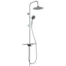 Bild AQUASTAR Duschset Regendusche mit Ablage, Duschsystem mit 5-fach verstellbarer Handbrause, Duschsäule mit Duschkopf, Duschset in Chrom/Schwarz