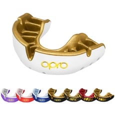 OPRO Gold Level Mundschutz für Erwachsene und Jugendliche, neues Anpassungswerkzeug für Boxen, Rugby, Hockey, Lacrosse (Weiß, Erwachsene)