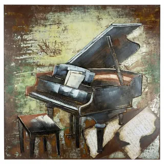 Casablanca by Gilde Casablanca Bild Grand Piano - quadratisch - Metall, - strukturiert - schwarz - Höhe 100cm x Breite 100cm - Wanddekoration