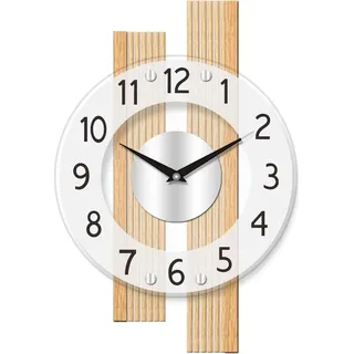 AMS Funkwanduhr modern 28 x 41 x 5cm Buche-Glas - AMS Modell: 5874