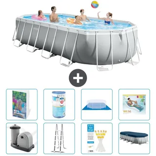 Prism Frame Pool Oval - 610x305x122 cm - 7-teilig S635 - Grau