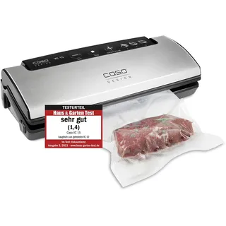 CASO Design CASO VC15 Vakuumierer – Vakuumgerät, Testurteil Sehr Gut, Lebensmittel bleiben vakuumiert bis zu 8x länger frisch, separate Schweißfunktion, inkl. 10 gratis Profi- Folienbeutel