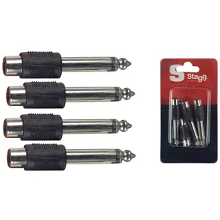 Stagg AC-PMCFH Adaptateur RCA Femelle/ JACK Mâle 6.35mm, Lot de 4 Pièces