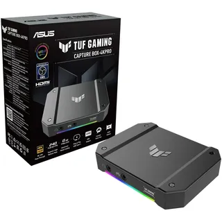 ASUS TUF Capture Box 4KPRO – Kompatibilität HDMI 2.1, 4K bis zu 60 fps, 2K bis zu 120 fps und Full HD bis zu 120 fps, Plug-and-Play USB 3.2 Gen 2, Zwei 3,5-mm-Buchsen, Zertifiziert OBS, VRR