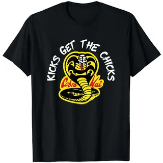 Cobra Kai Tritte Holen Sie Sich die Küken T-Shirt, Herren, Schwarz, L