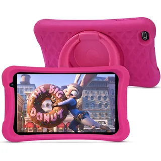 PRITOM L8 Kinder-Tablet, für Kinder von 2-12 Jahren, 8 Zoll HD-IPS-Display Android 10 Kinder-Tablet, Quad-Core-Prozessor, 2 GB RAM 32 GB ROM, 2.0 Frontkamera + 8.0 MP Rückfahrkamera, Rosa kindersichere Hülle - Rosa
