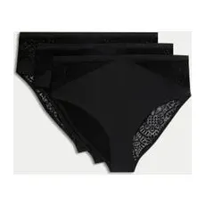 Womens Body by M&S Body SoftTM - 3er-Pack Brazilian-Slips mit hoch ausgeschnittenem Bein - Black, Black, UK 24 (EU 52)