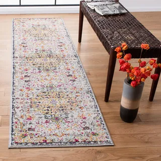 SAFAVIEH Boho Teppich für Wohnzimmer, Esszimmer, Schlafzimmer - Madison Collection, Kurzer Flor, Grau und Gold, 66 X 244 cm