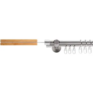 Gardinenstange LIEDECO "Stil Thisted" Gr. 4, silber (edelstahlfarben), L:240cm Ø:16mm, Edelstahl, Holzwerkstoff, Gardinenstangen, Gardinenstange, 2-läufig im Fixmaß Ø 16 mm