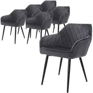 ML-Design Esszimmerstuhl Samt Anthrazit 6er Set
