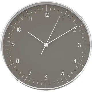 LUUK LIFESTYLE Schlichte Quarz Wanduhr mit geräuschlosem Uhrwerk, skandinavisches & modernes Design, Dekoration für Wohnung, Haus, Büro, in dunkelgrau, Silber