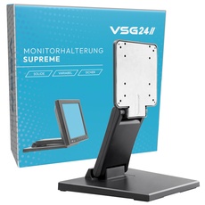 VSG24 Supreme Flexible Monitor Halterung, Stabile VESA 100x100 Tischhalterung, Bildschirm Standfuss POS, Schreibtisch Monitorständer 10-22 Zoll, Touchscreen Kassensystem, Mount Arm für Tisch Schwarz