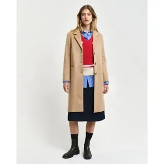 Gant für Damen. 4751128 Klassischer Tailored Fit Mantel aus beiger Wolle (S), Lässig