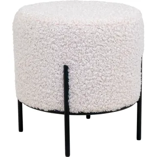 Pouf >Alford< in Weiss, Stoff - 35,5x37x35,5cm (BxHxT) - Weiß