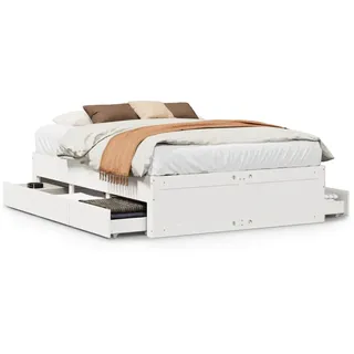 vidaXL Massivholzbett ohne Matratze mit Schubladen Weiß 160x200 cm - Weiß