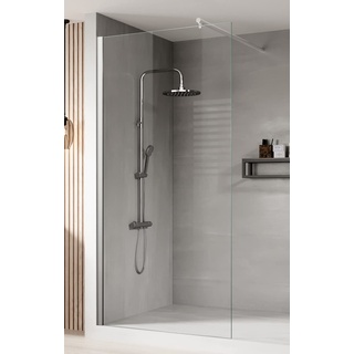 Badplaats B.V. Duschwand Florida 60 x 200cm Glas Duschabtrennung Chrom - Walk-In Dusche Nano Duschtrennwand