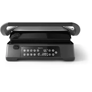 Philips Kontaktgrill - Temperaturfühler und 8 Voreingestellte Funktionen Grill mit großer Grillfläche. Digitale Temperaturregelung 60°C-220°C. Leicht zu reinigen (HD6307/70)